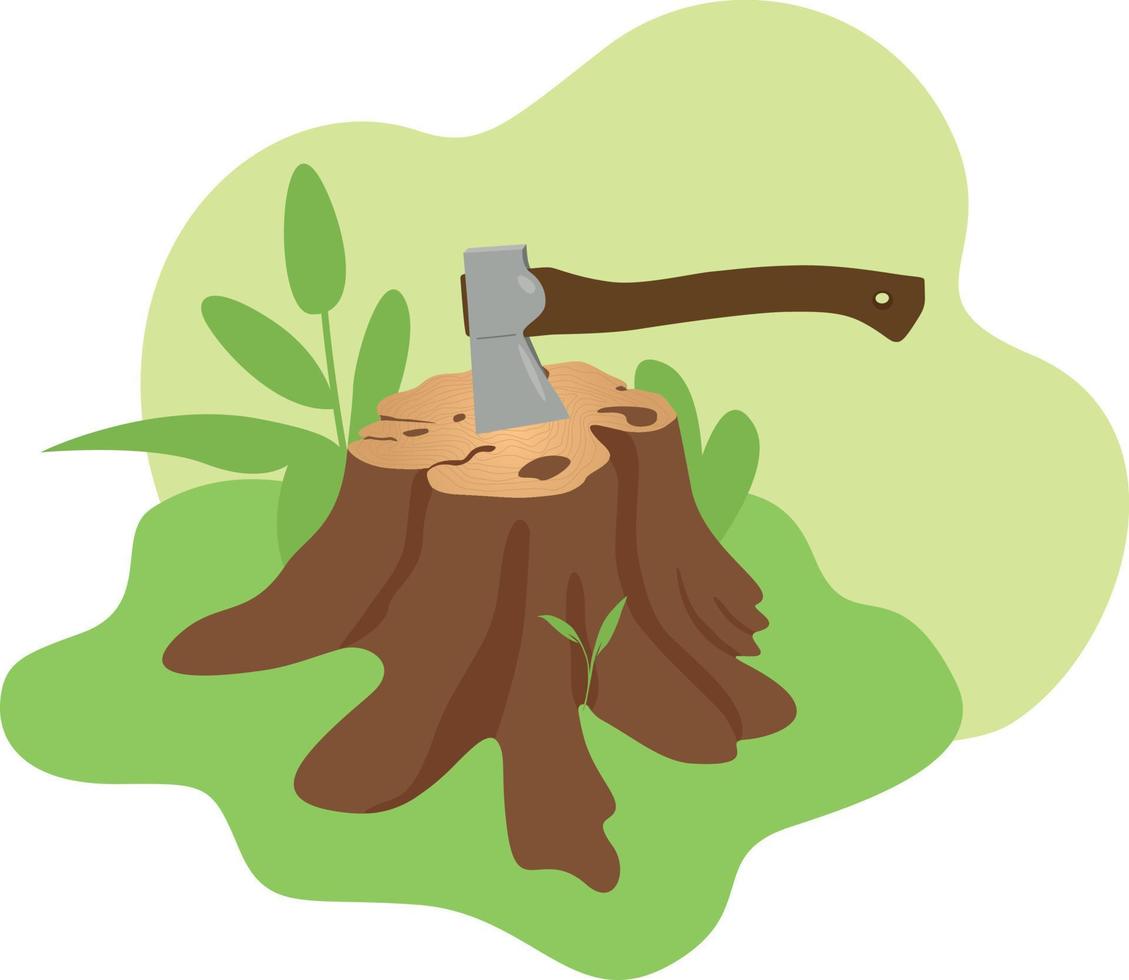 Deforestation. Trees Stump and Deforestation Background , Forest and Environment, Global Warming. cutting down trees, environmental pollution and ecological problems. Landscape of dead nature with cut vector