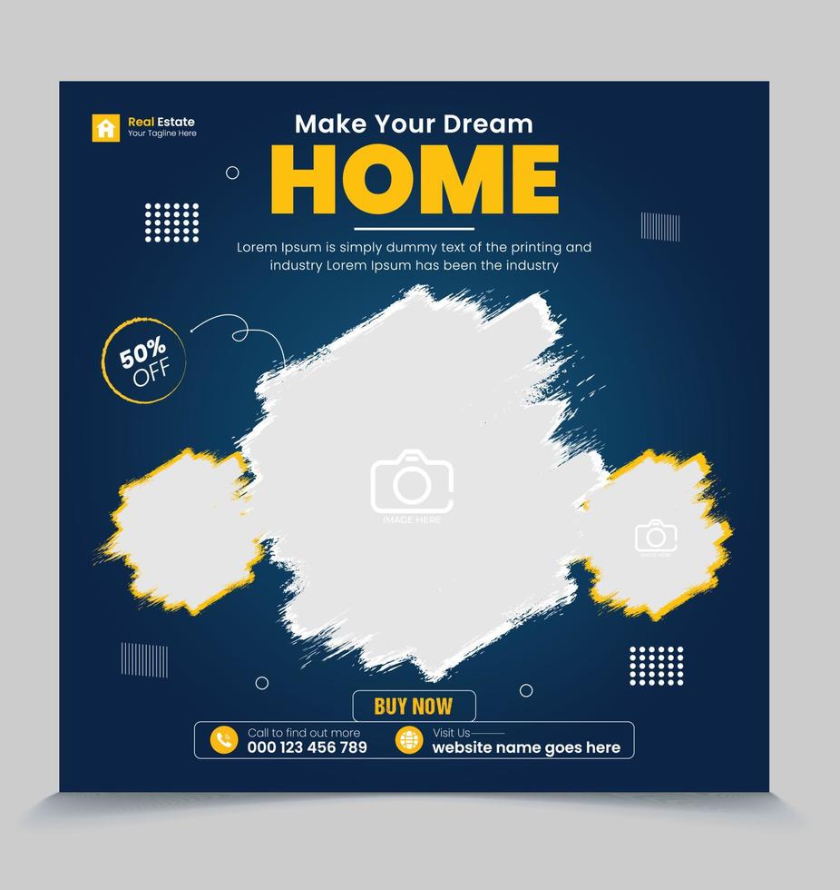 Square post banner for Real Estate Social Media Post Template, Editable Social Media Banners. vector