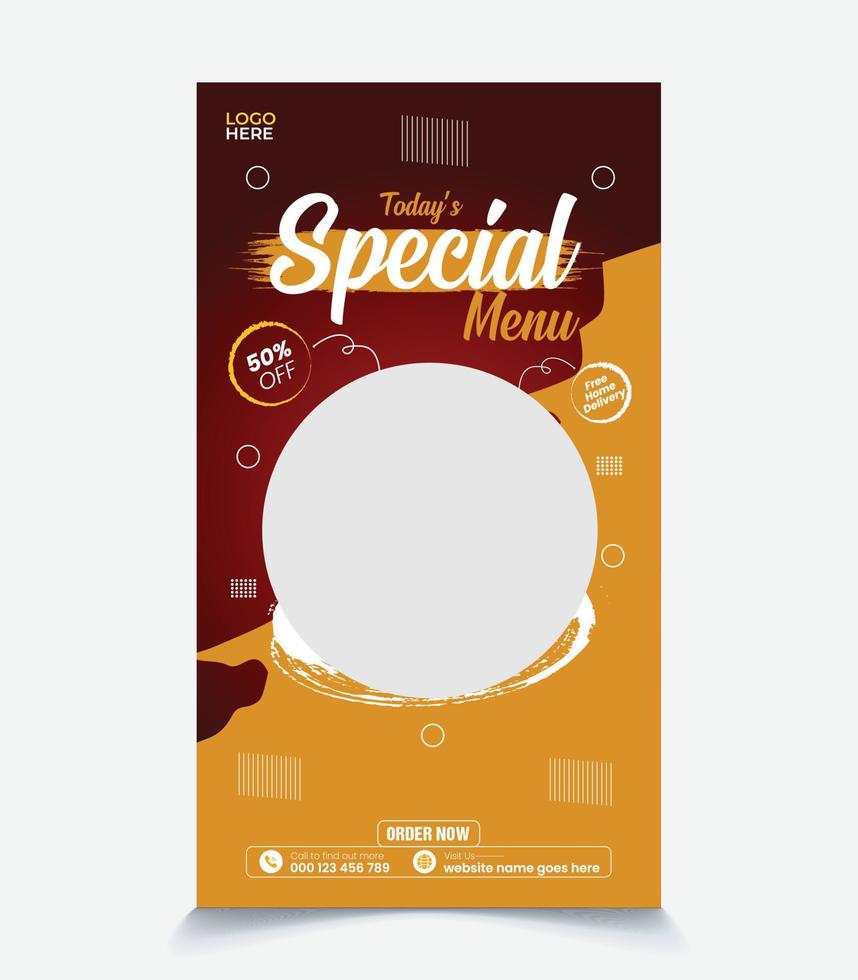 Special Food web cover banner, social media story post template design. vector