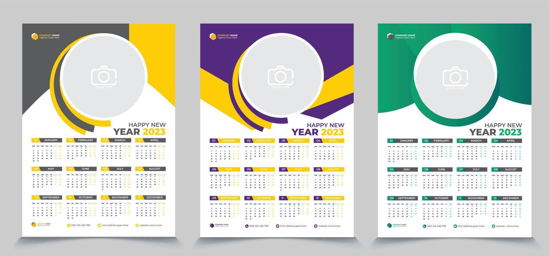 New year 2023,  wall calendar one page design template vector