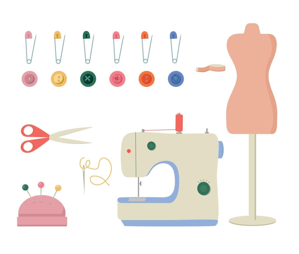 Sewing accessories. Vector illustration isolated on white background.