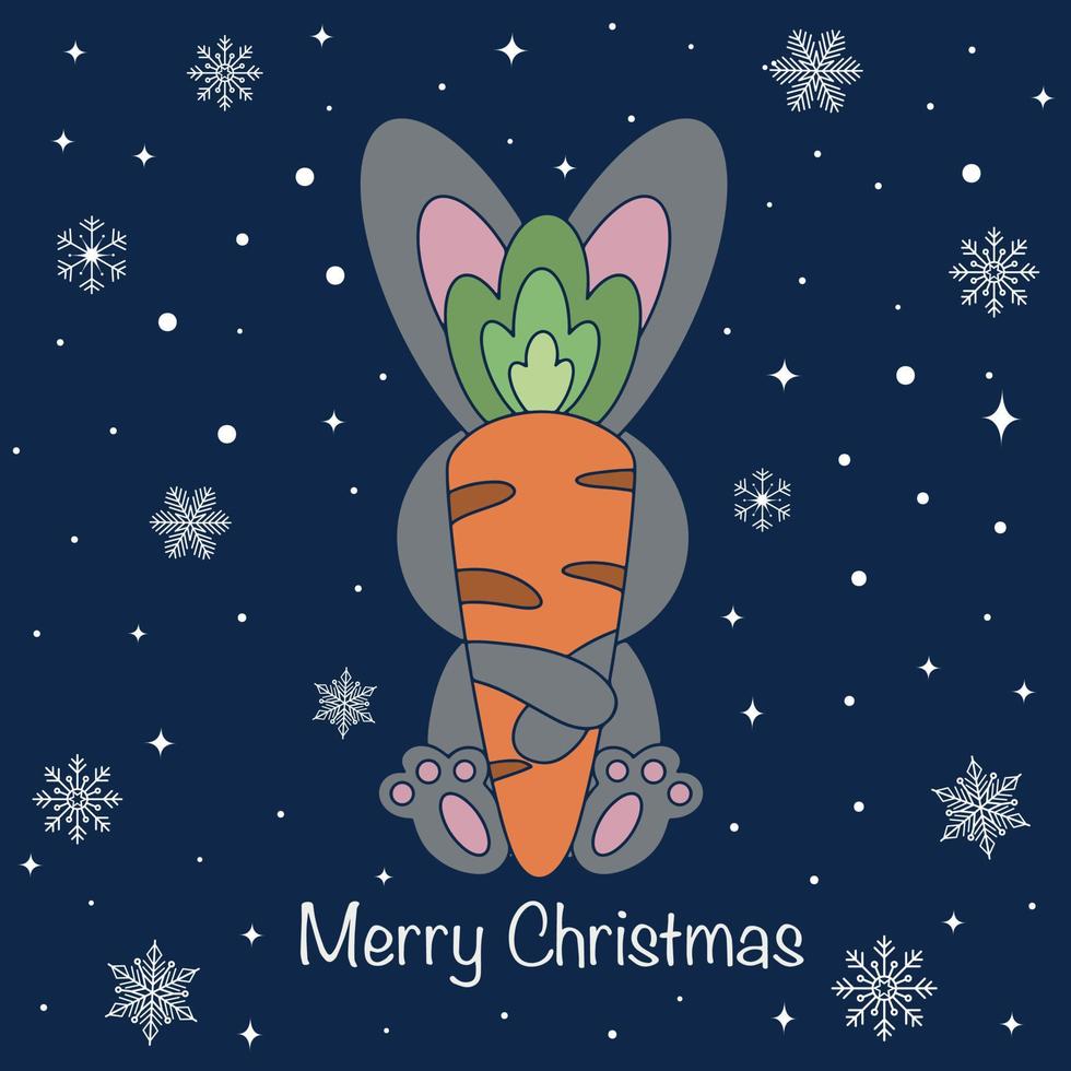 2023 year of the rabbit. Cute Christmas Bunny. Symbol of the Chinese New Year. Vector illustration isolated on white background