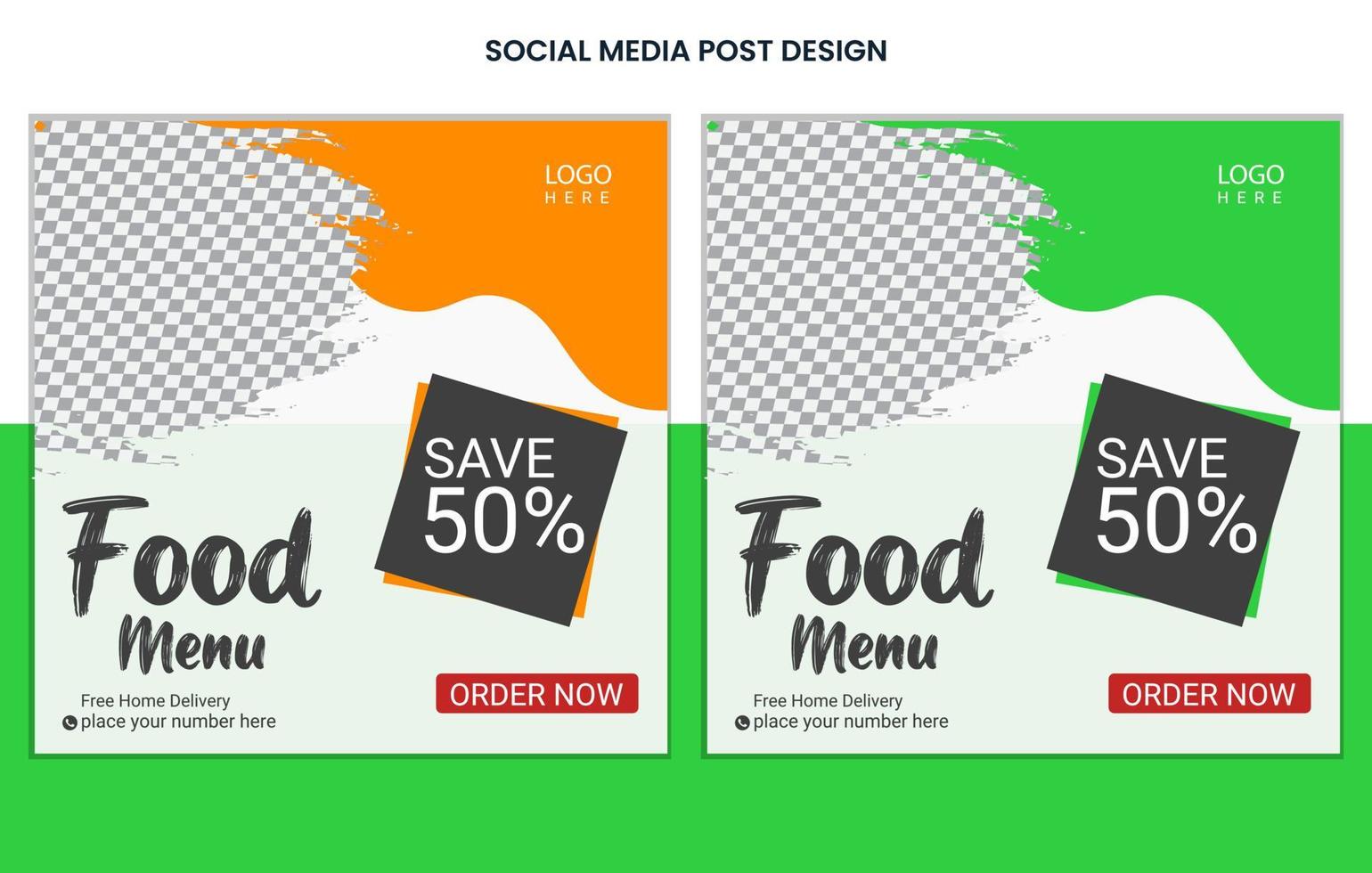 Food Social media post design template, Restaurant Social Media Post Design, Burger Post Design, Menu post design vector