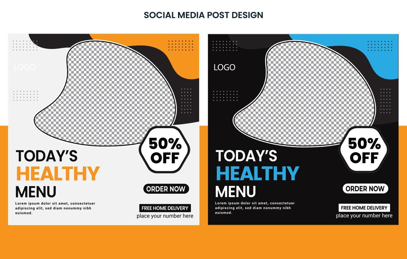 Food Social media post design template design free, Restaurant Social Media Post Design, Burger Post Design, Menu post design vector