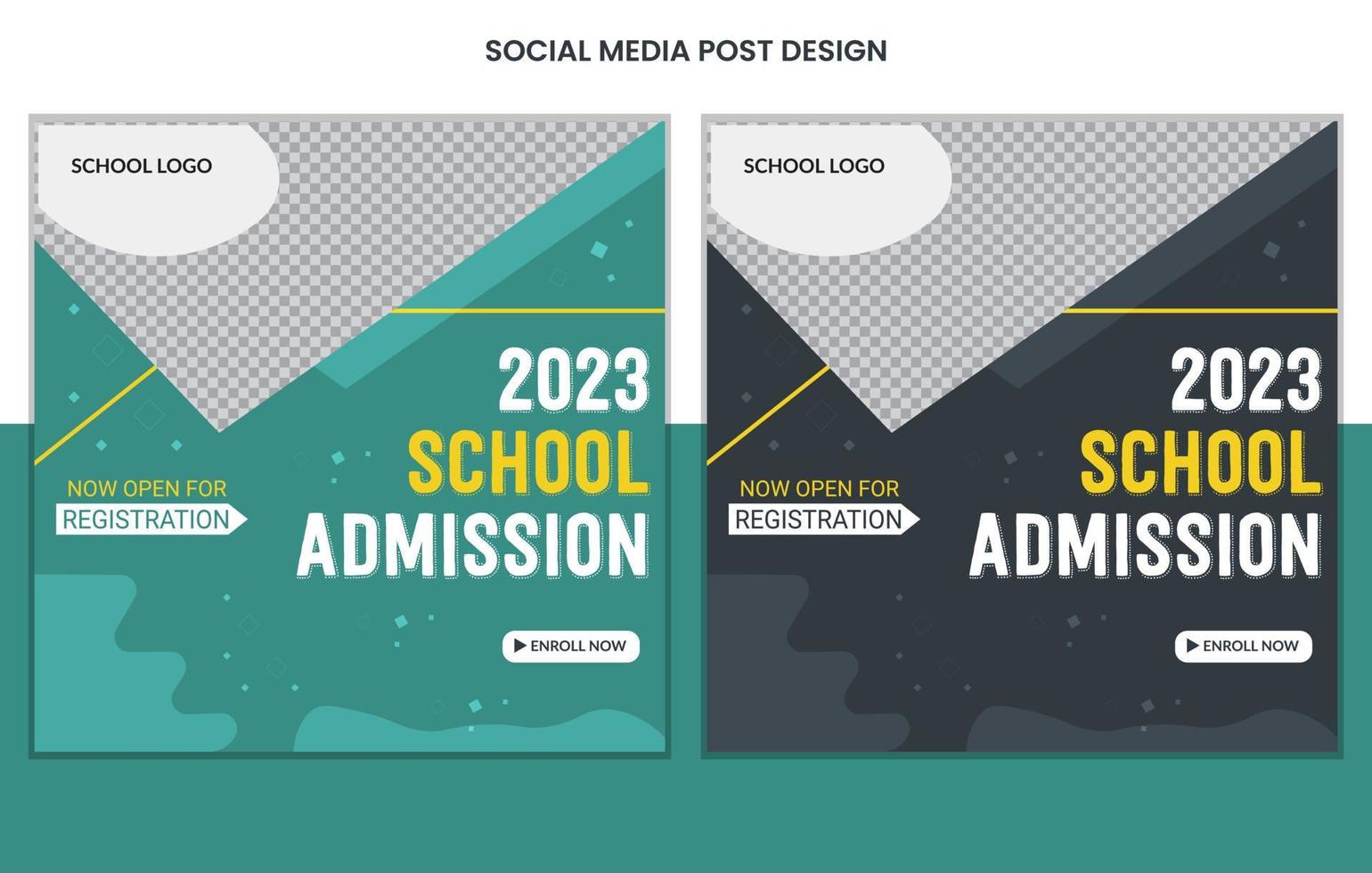 School Admission social media post and Web Banner Template design vector