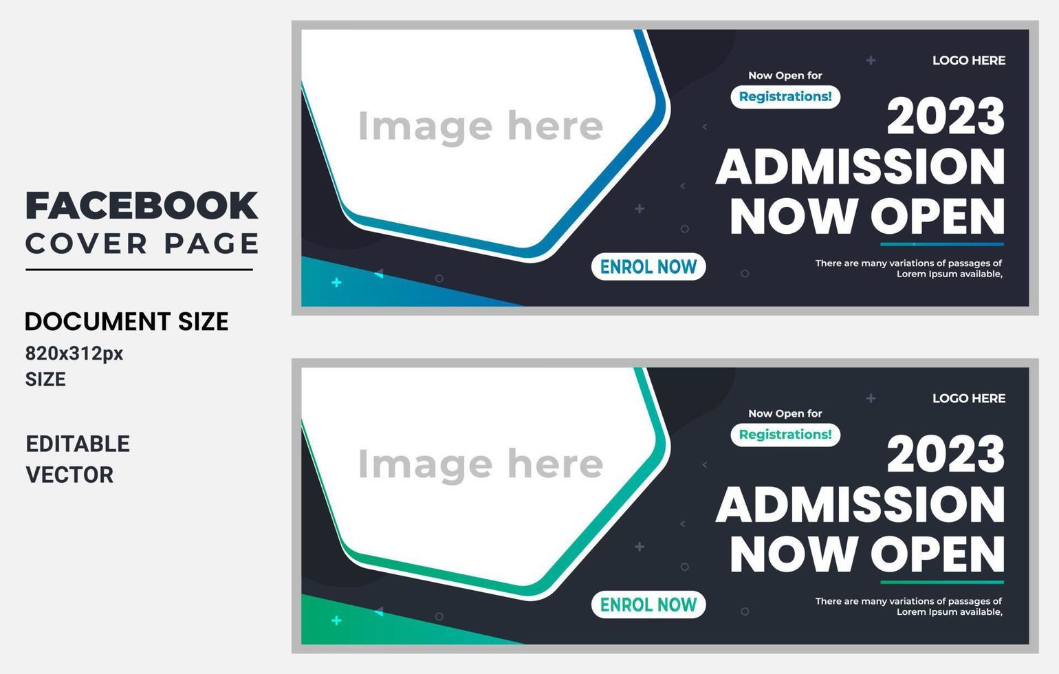 School Admission Facebook Cover and Web Banner Template design free vector