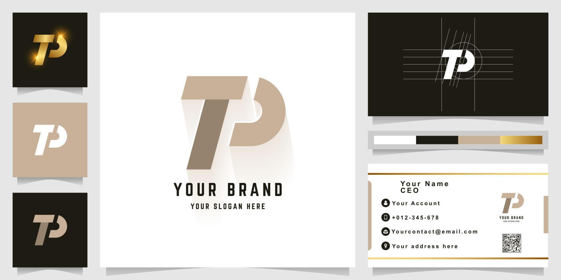 Letter P or TP monogram logo with business card design vector