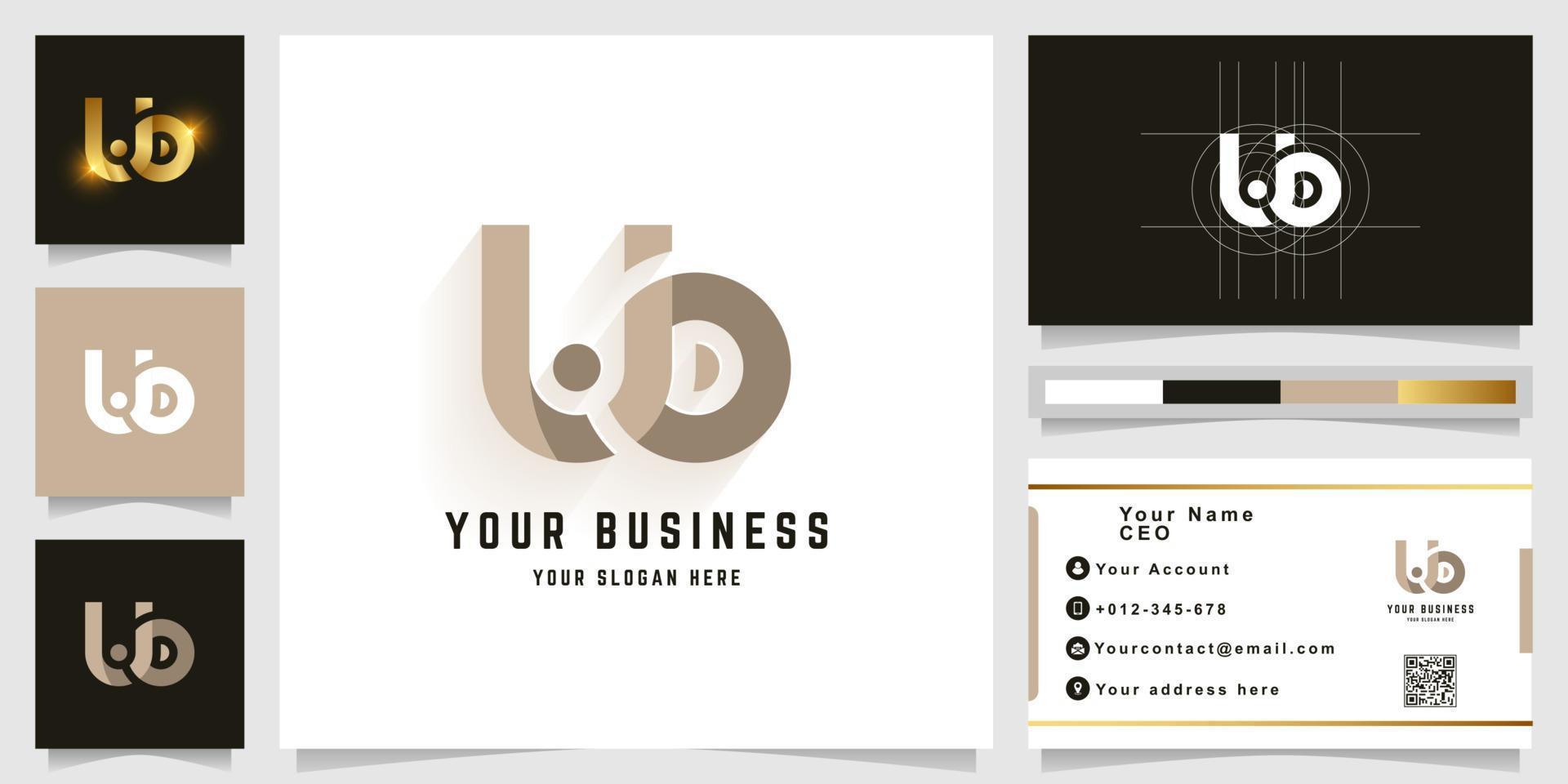 Letter UO or Lio monogram logo with business card design vector