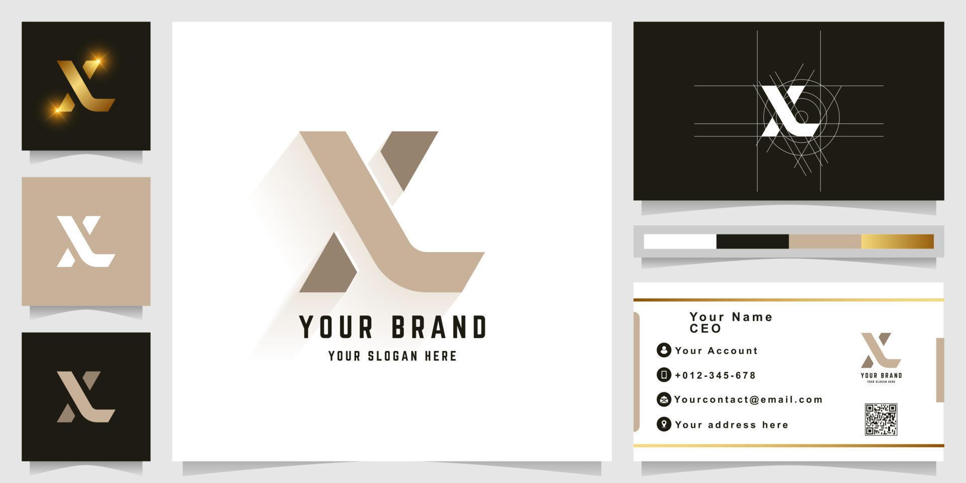 Letter X or XL monogram logo with business card design vector