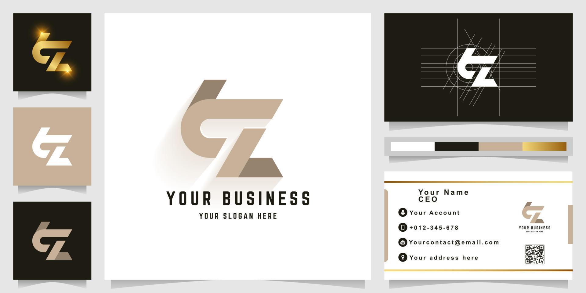 Letter tZ or tL monogram logo with business card design vector