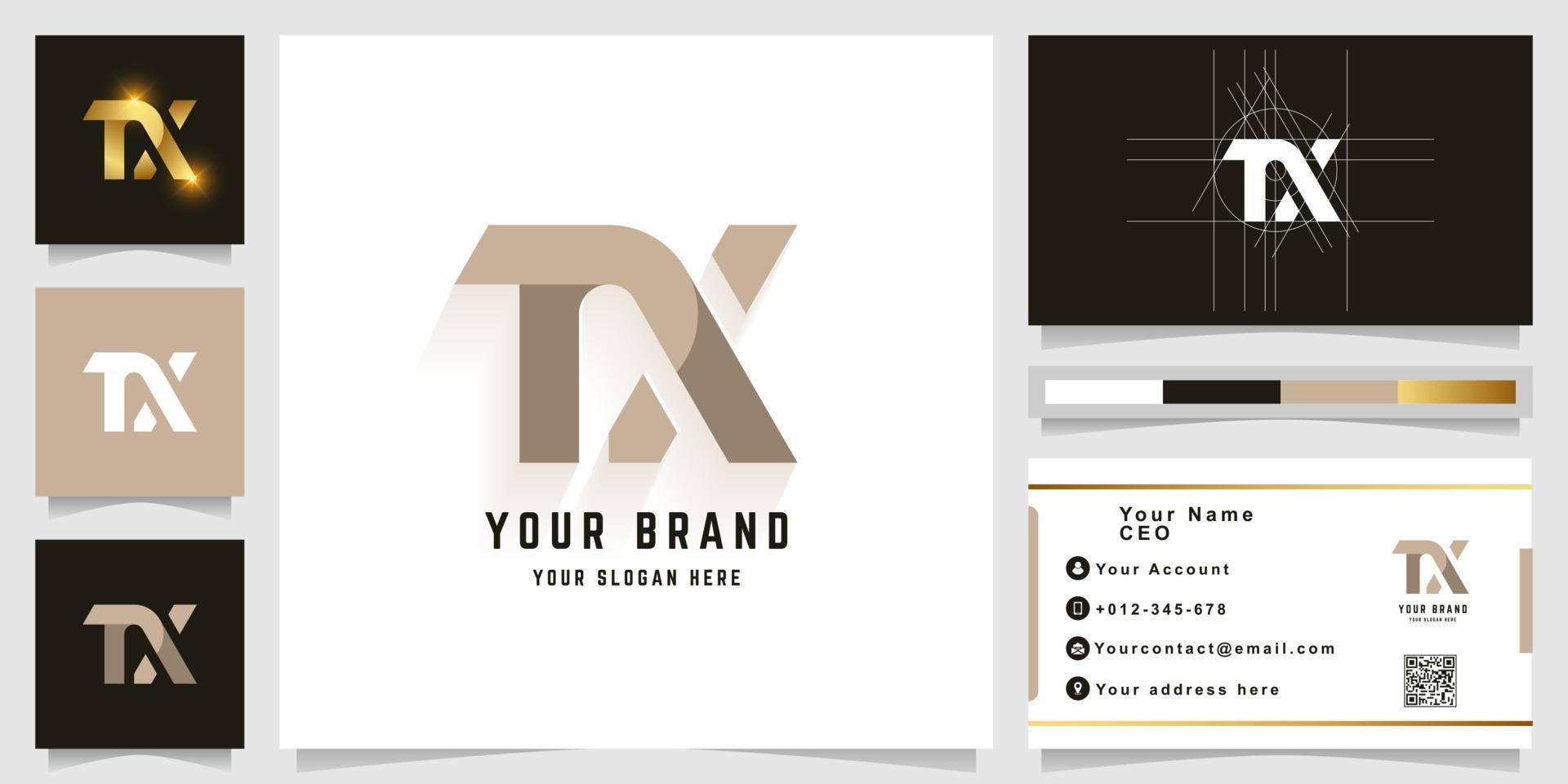 Letter TX or RX monogram logo with business card design vector