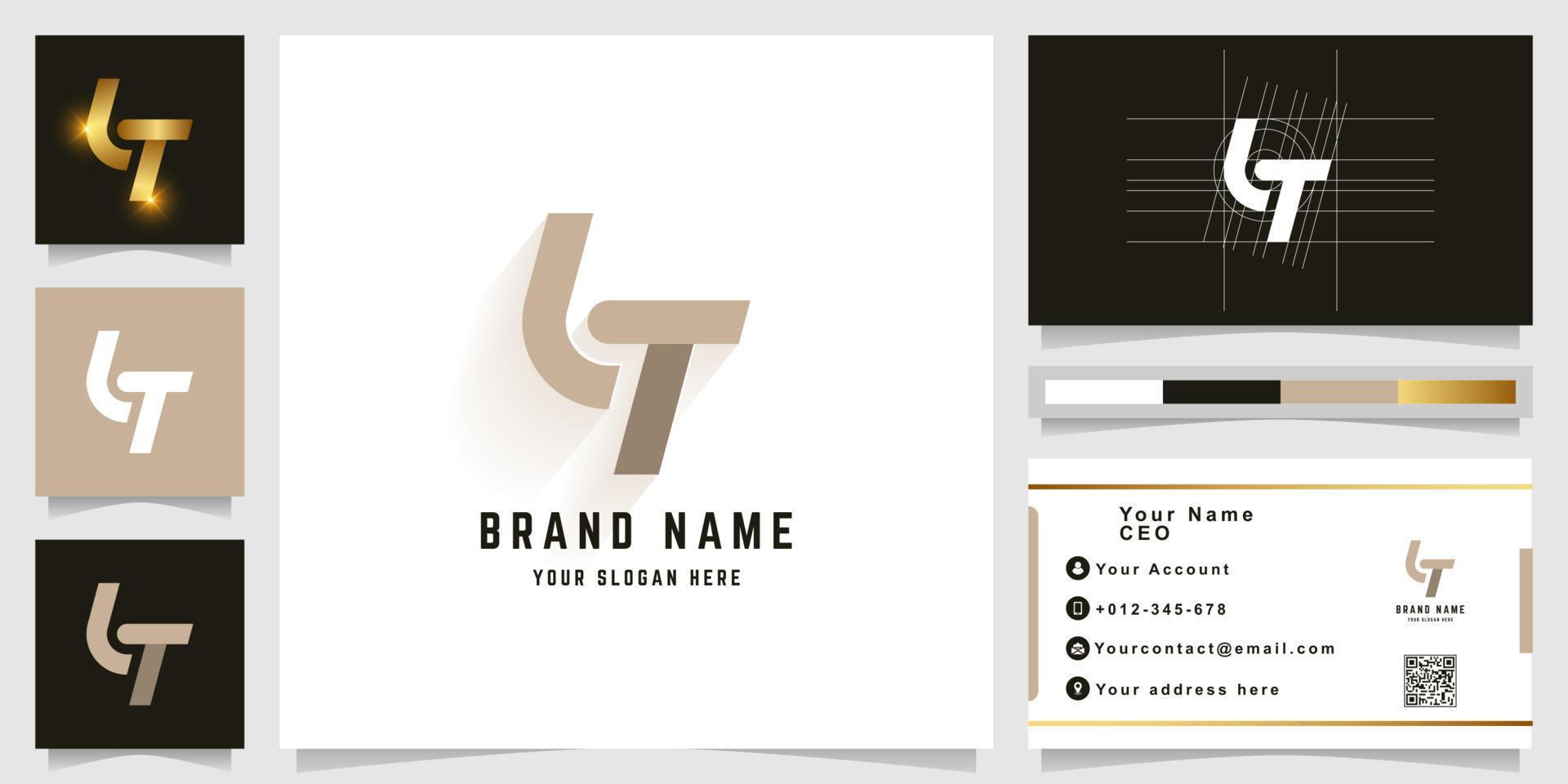 Letter LT or tT monogram logo with business card design vector