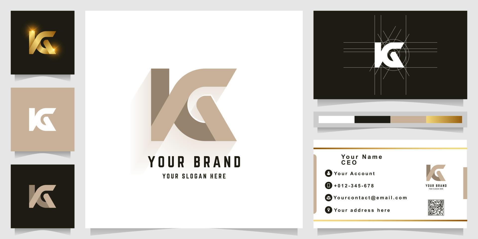 Letter KG or VG monogram logo with business card design vector