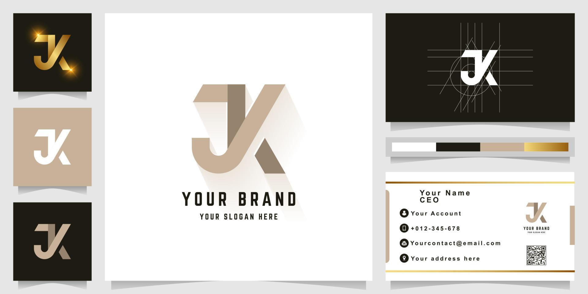 logotipo de monograma de letra jk o jy con diseño de tarjeta de visita vector