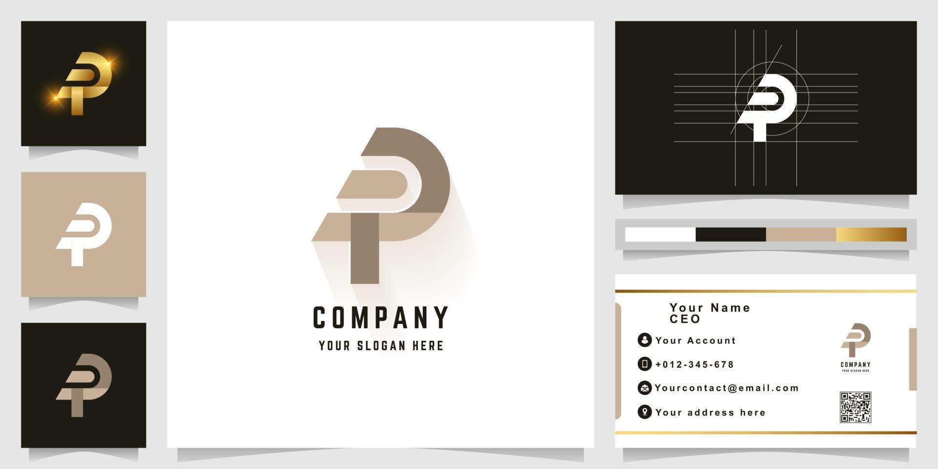 Letter P or TP monogram logo with business card design vector