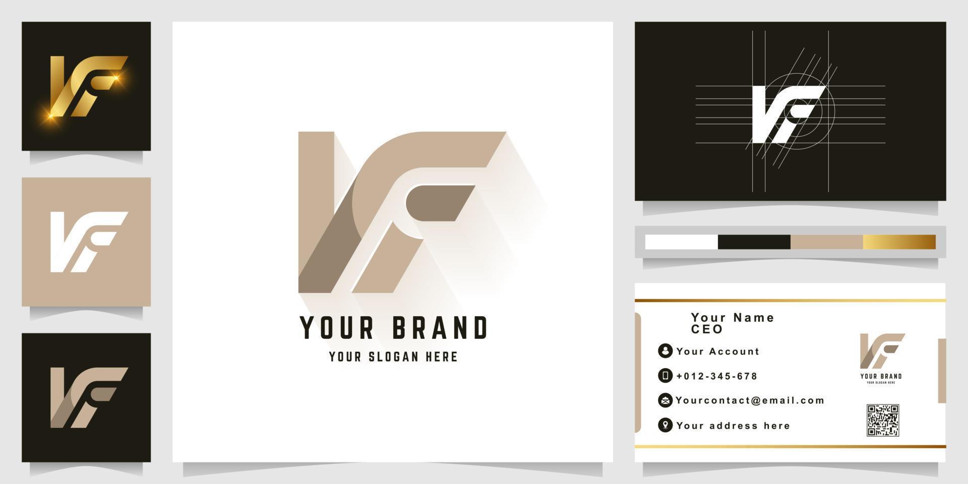 Letter NF or VF monogram logo with business card design vector