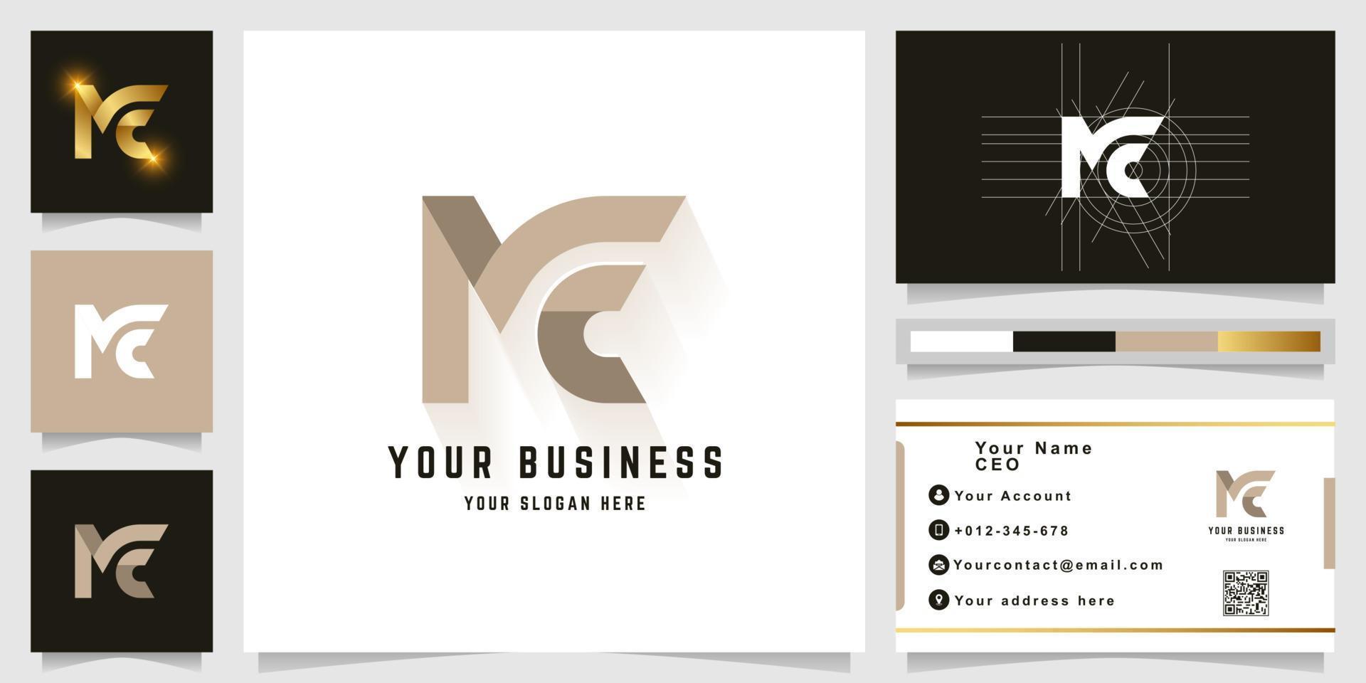 Letter ME or NC monogram logo with business card design vector