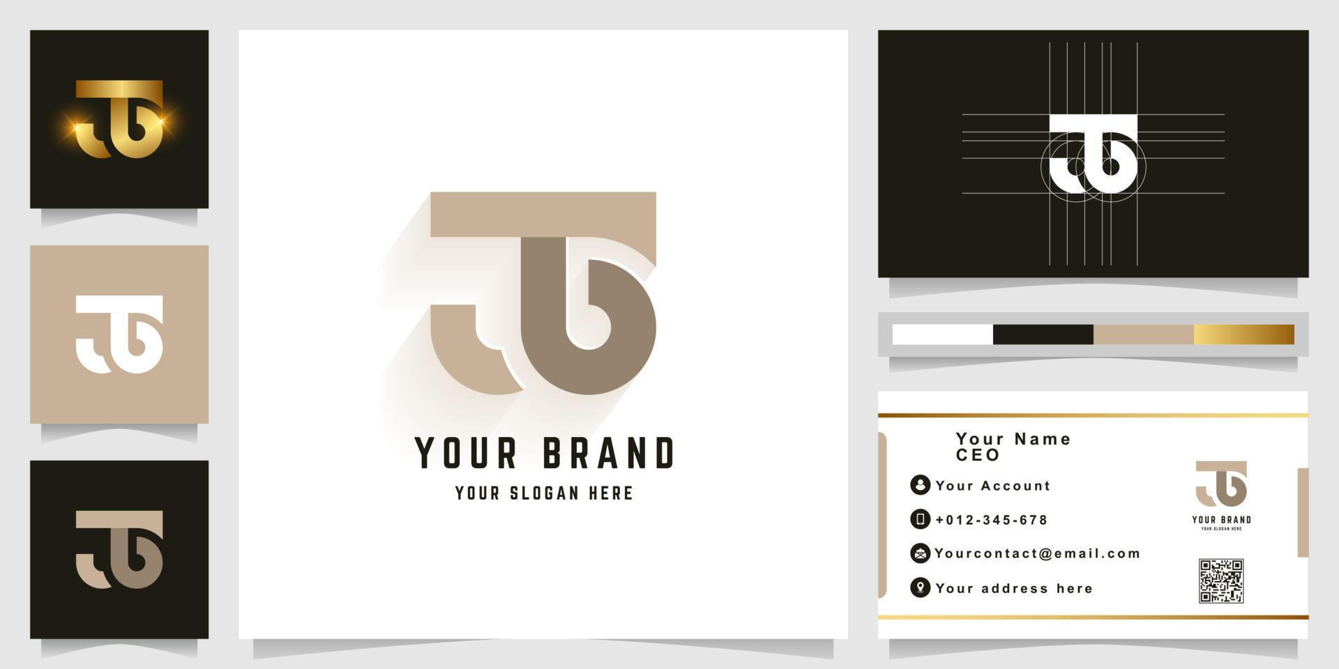 Letter T or JG monogram logo with business card design vector