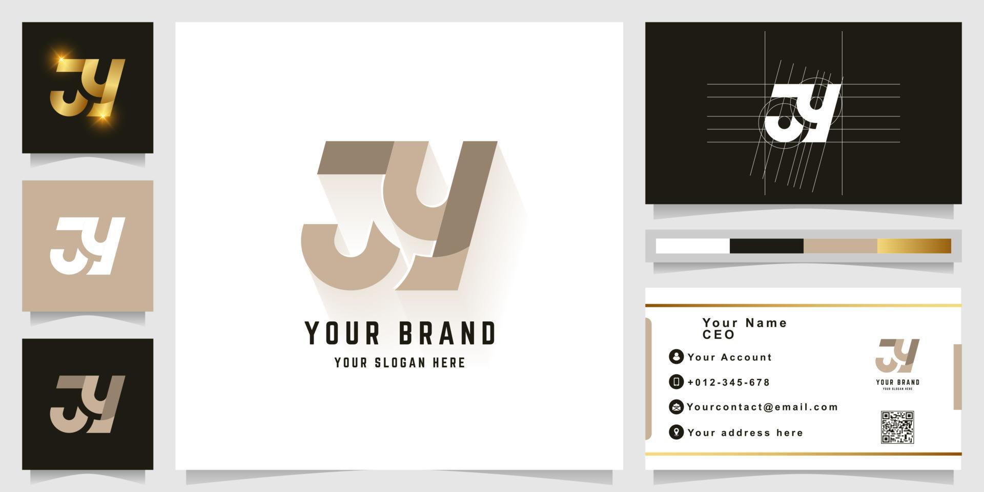 Letter JY or ay monogram logo with business card design vector