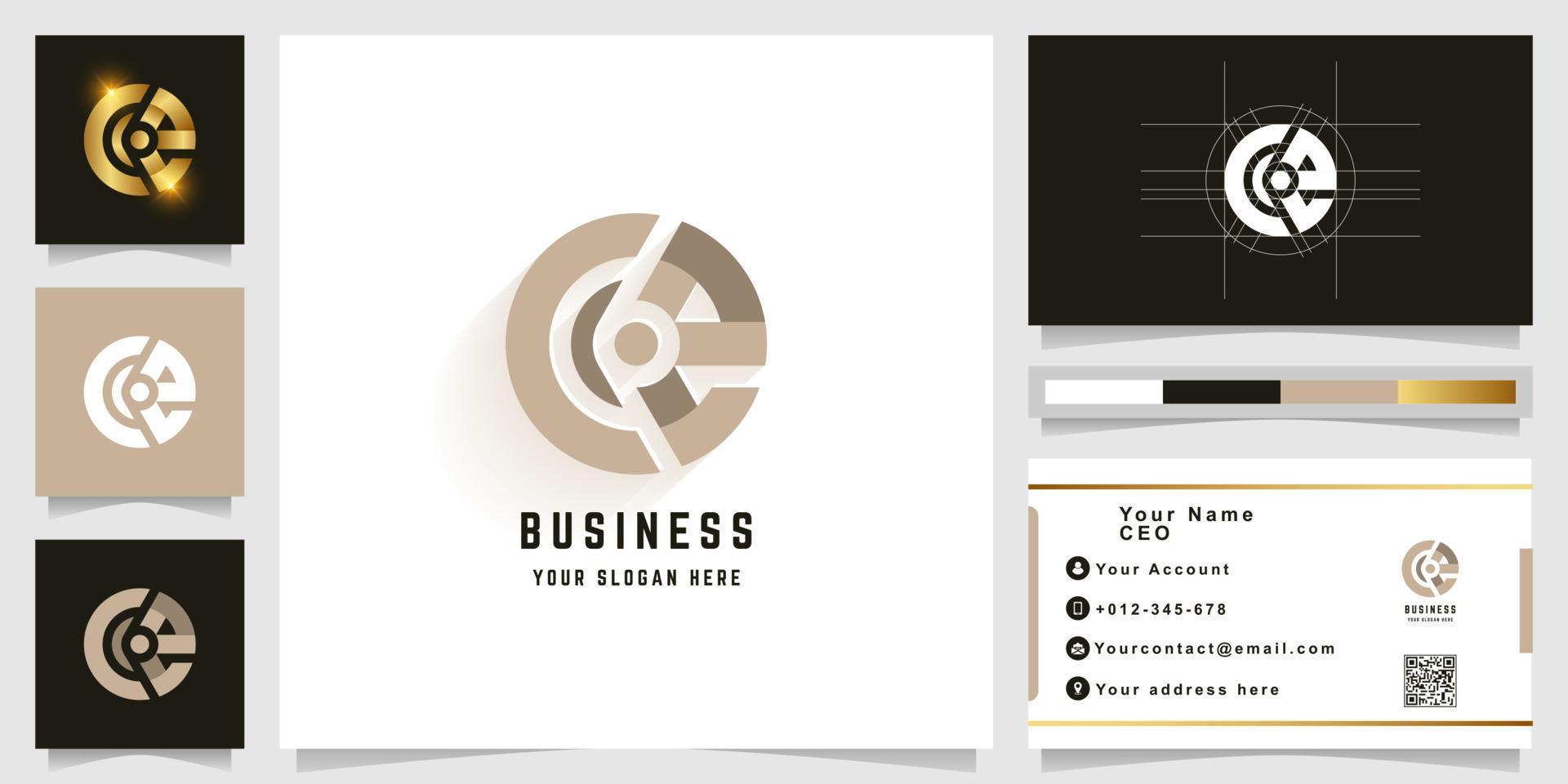 Letter Ce or Oe monogram logo with business card design vector