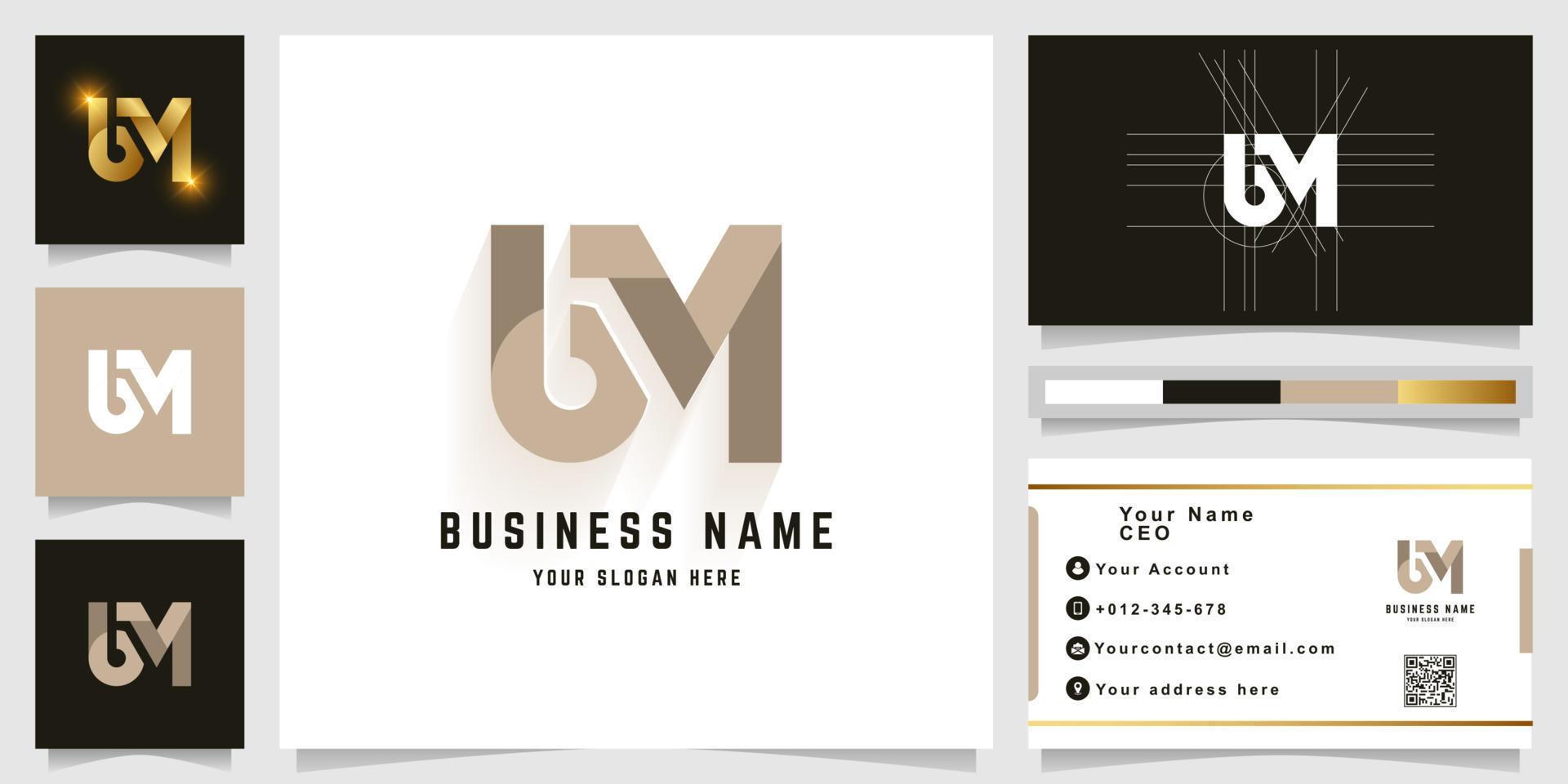 Letter bM or GM monogram logo with business card design vector