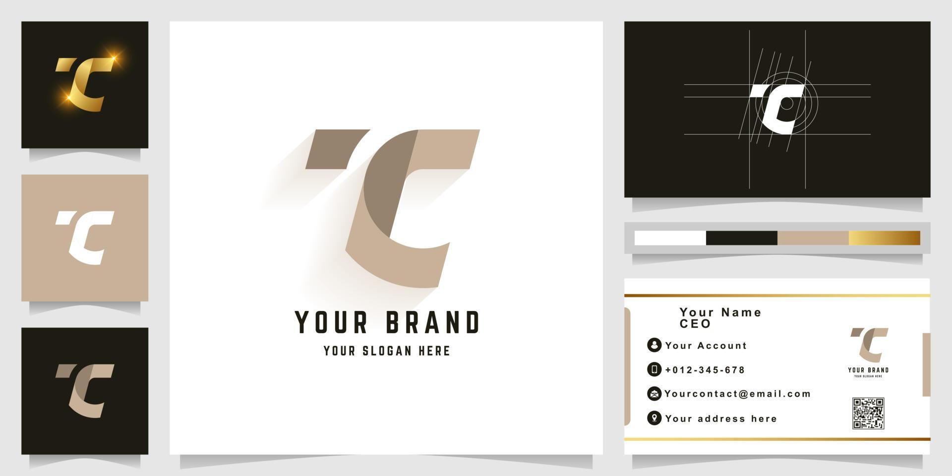 Letter T or TC monogram logo with business card design vector