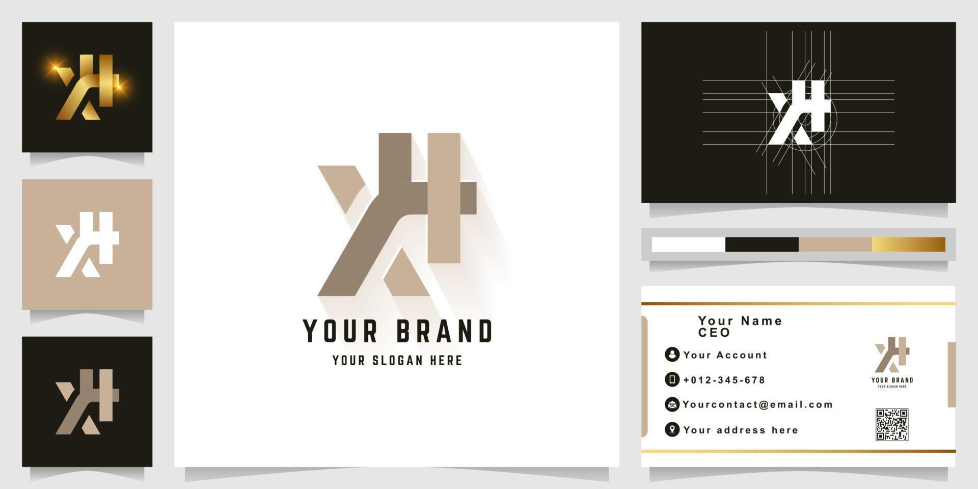 Letter XH or XYH monogram logo with business card design vector