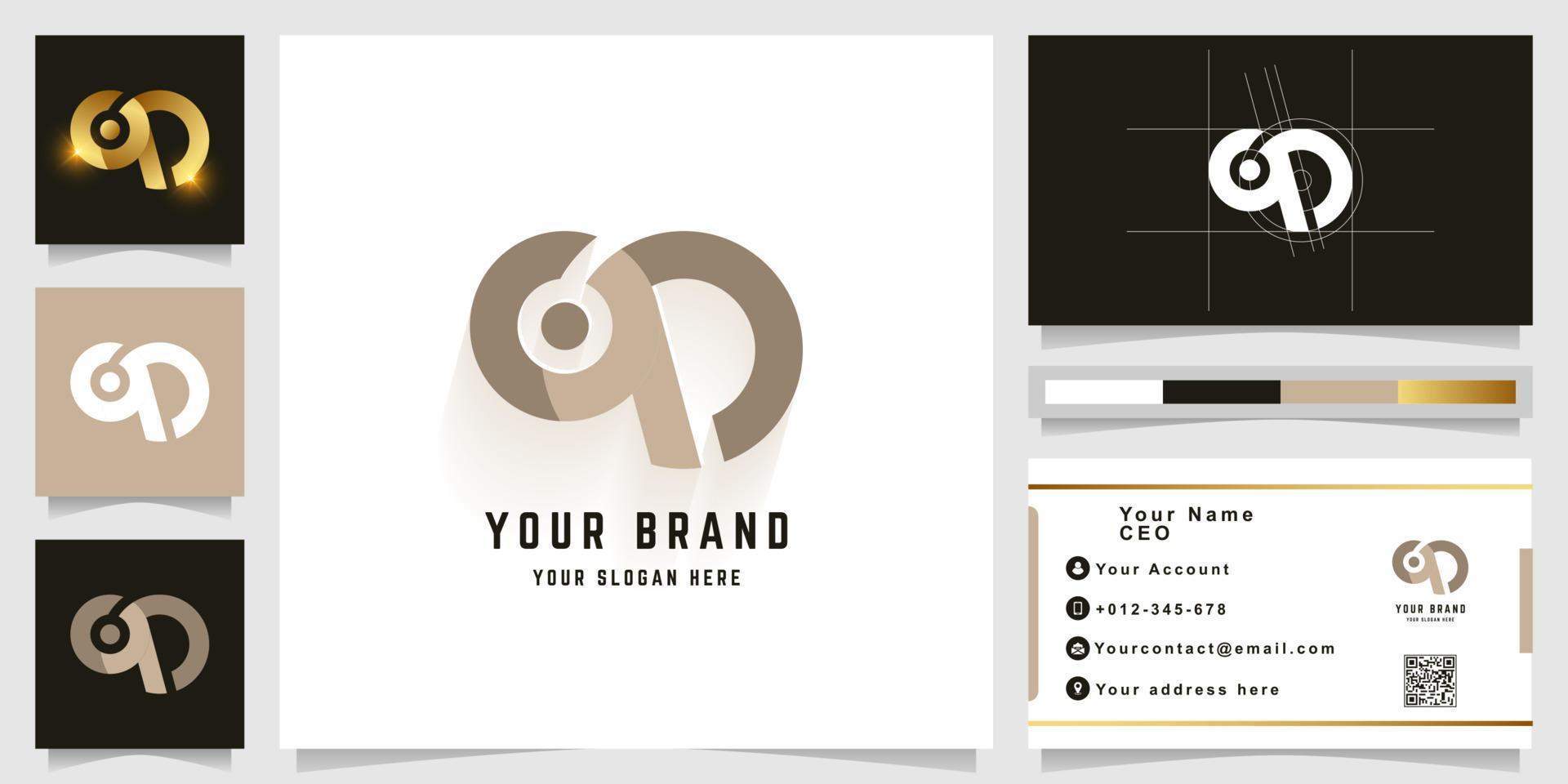 Letter qD or oD monogram logo with business card design vector