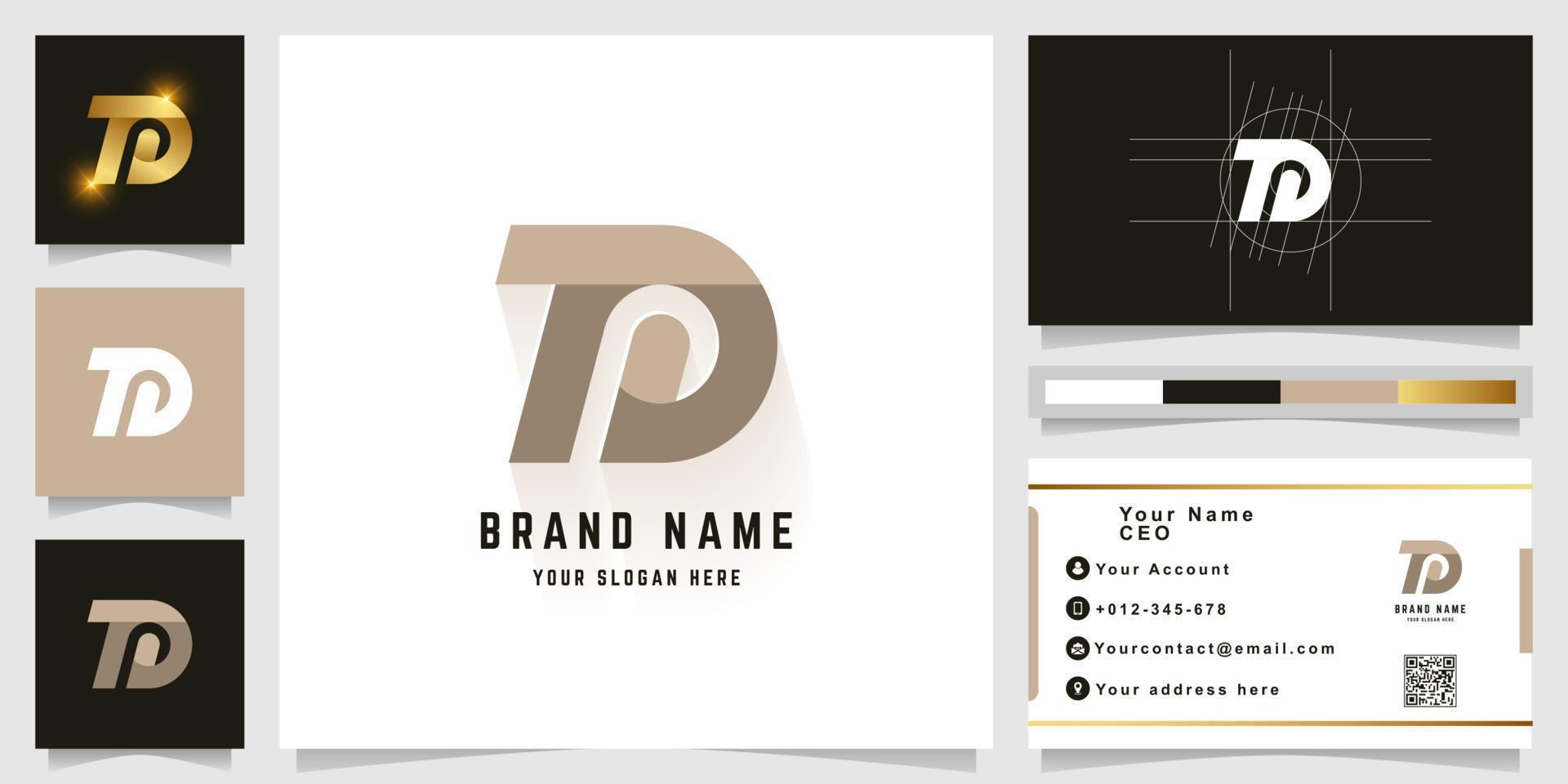 Letter TD or Ta monogram logo with business card design vector