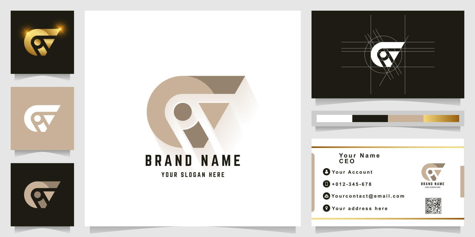 Letter Gi or QF monogram logo with business card design vector