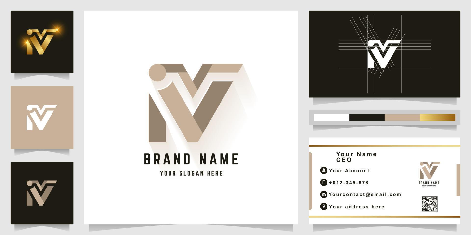 Letter V or iv monogram logo with business card design vector