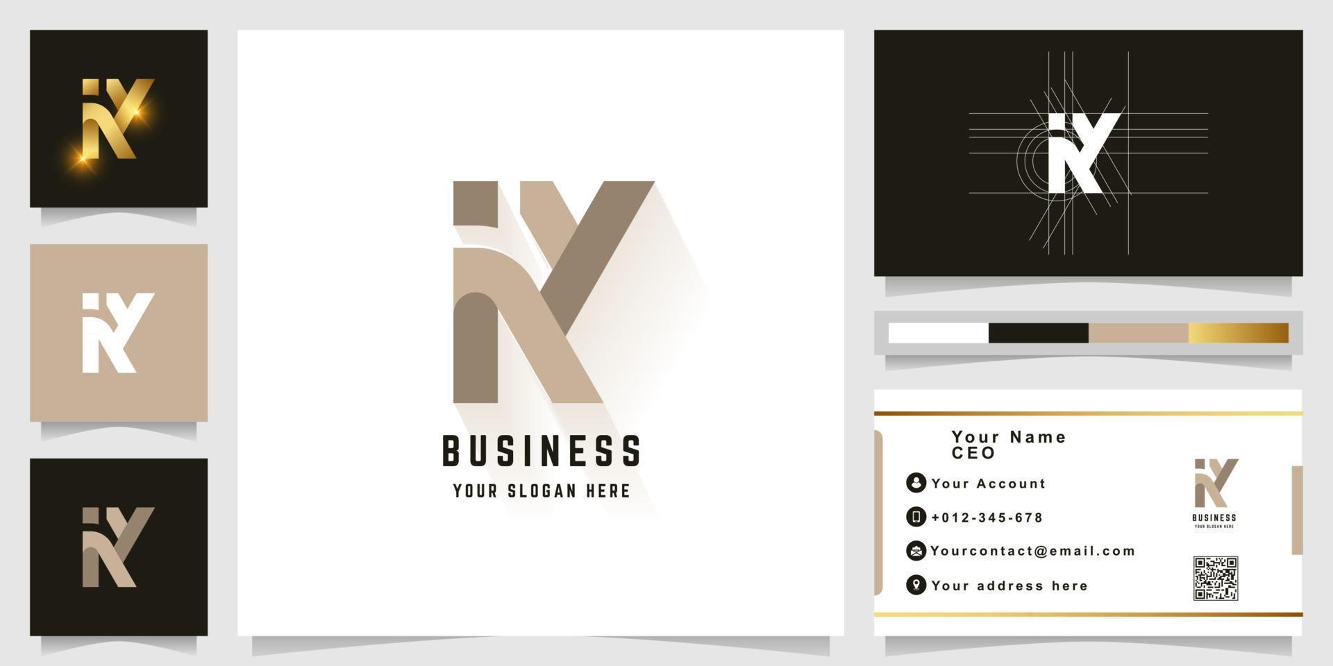 Letter KY or iK monogram logo with business card design vector