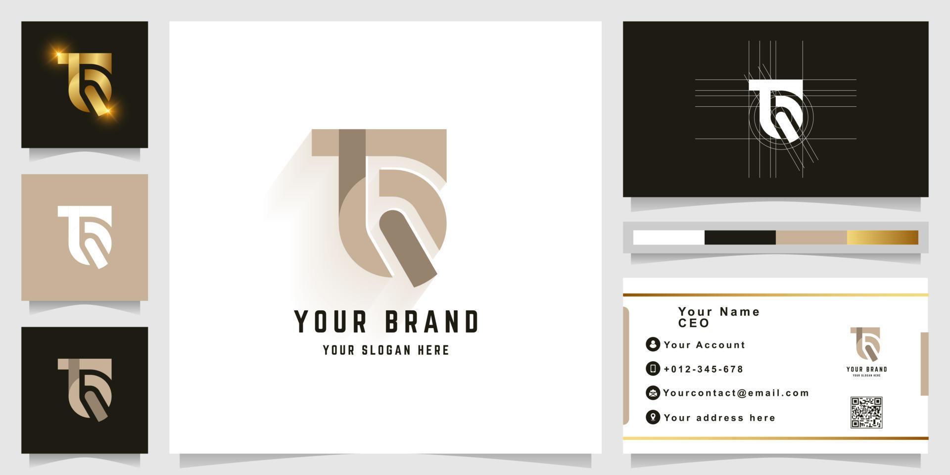 Letter TQ or GQ monogram logo with business card design vector