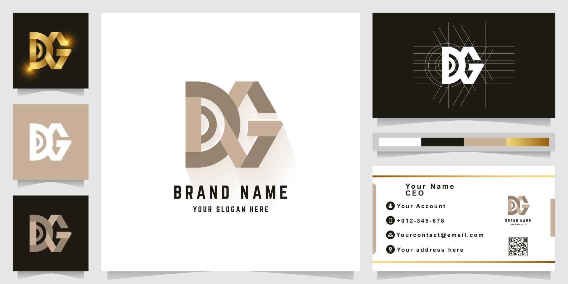 Letter DG or DXG monogram logo with business card design vector