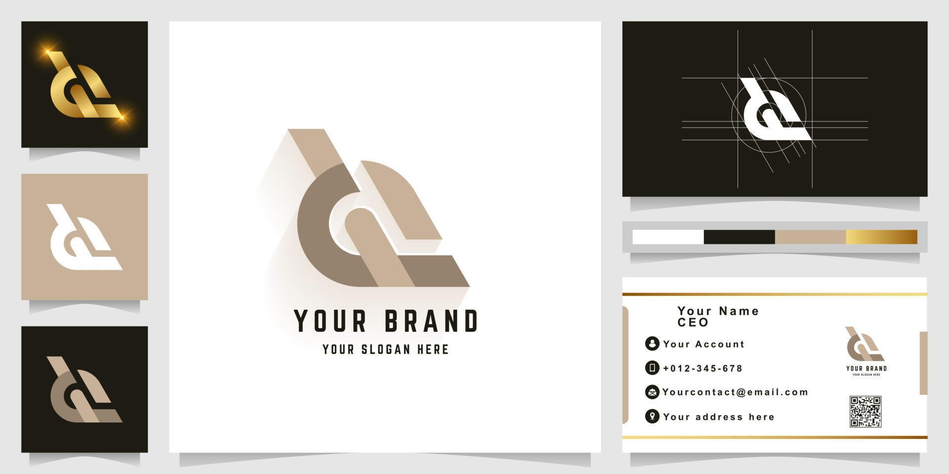 Letter dw or de monogram logo with business card design vector