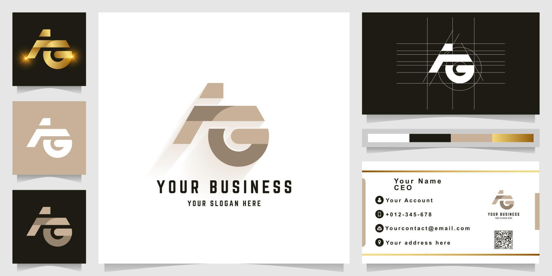 Letter AG or FG monogram logo with business card design vector