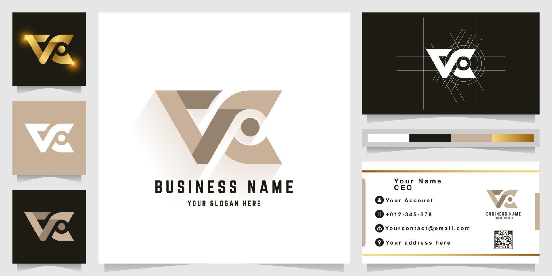 Letter VC or VCO monogram logo with business card design vector