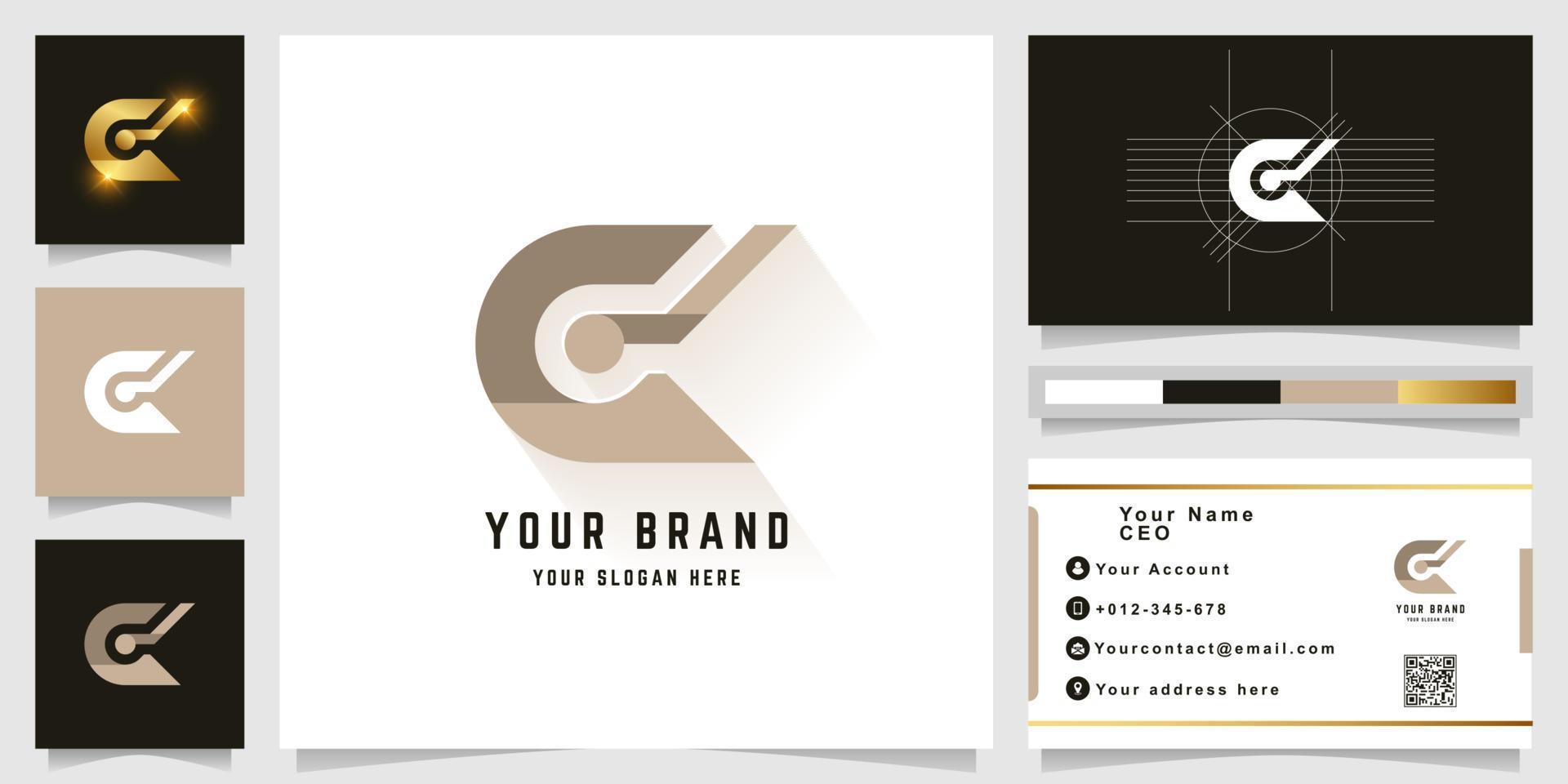 Letter c or ce monogram logo with business card design vector