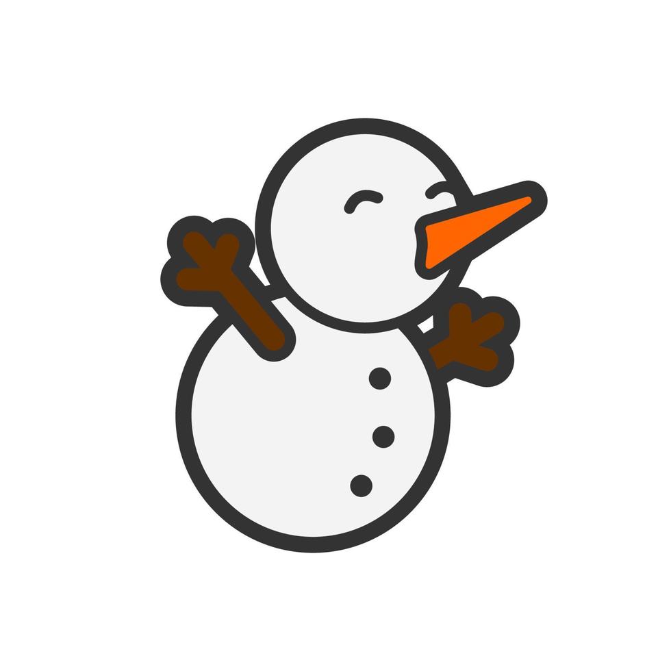 muñeco de nieve lindo simple aislado con elemento de diseño de vector de estilo de dibujos animados