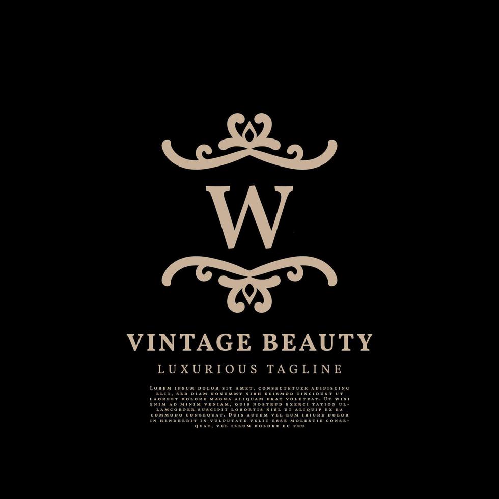 letter W simple crest luxury vintage vector logo design for beauty care, lifestyle media and fashion brand