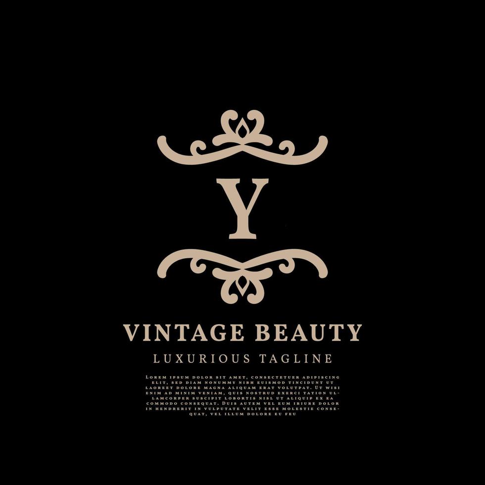 letter Y simple crest luxury vintage vector logo design for beauty care, lifestyle media and fashion brand