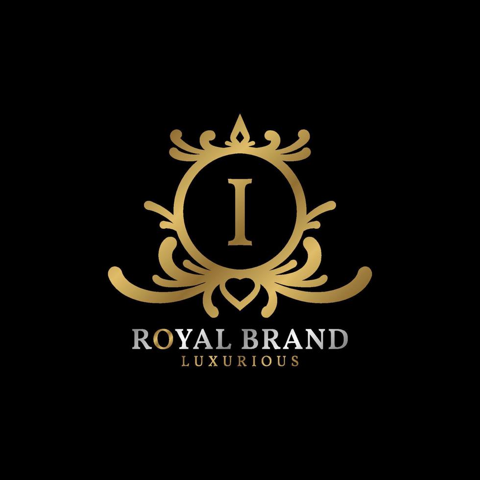 letra i royal crest vector diseño de logotipo para marca de lujo