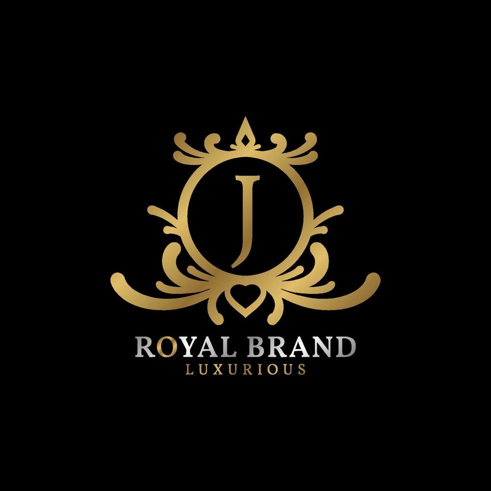 letra j diseño de logotipo de vector de cresta real para marca de lujo
