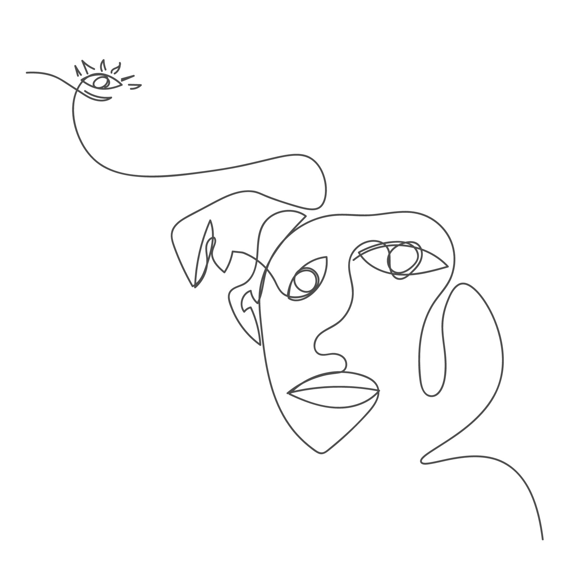 abstract people face out line style decoration for web or print vector