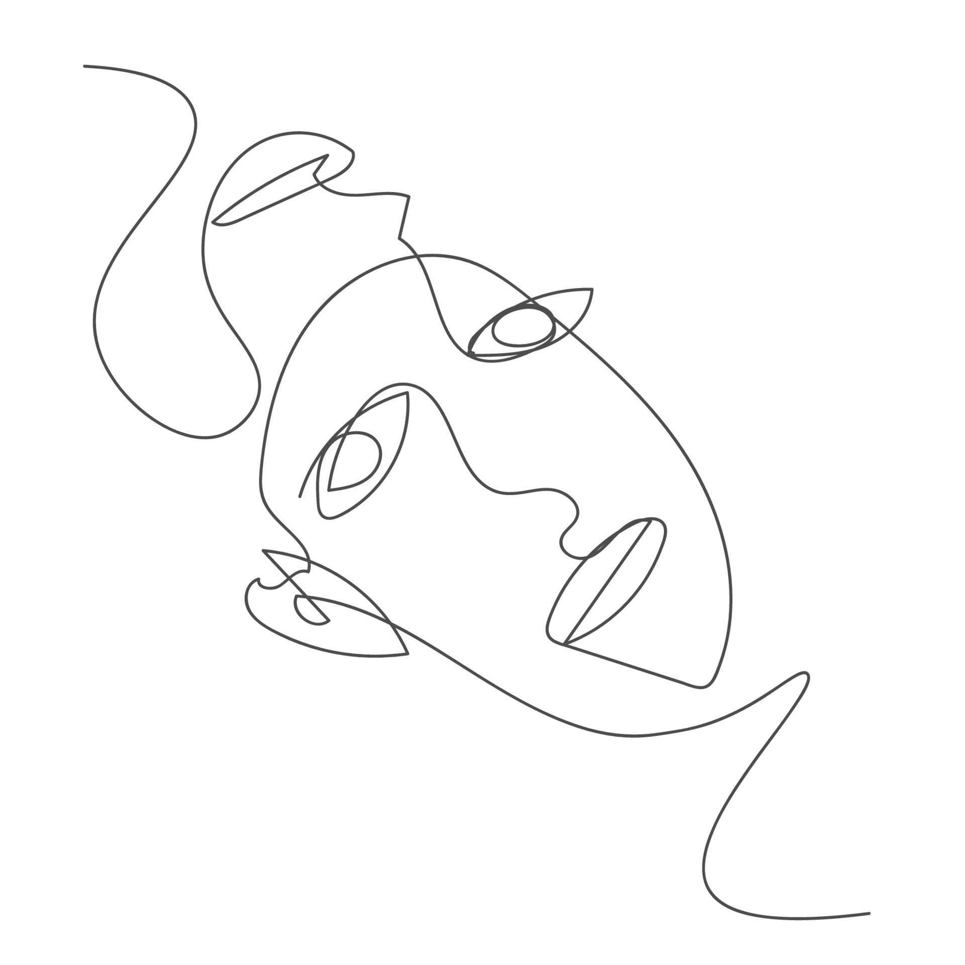 abstract people face out line style decoration for web or print vector