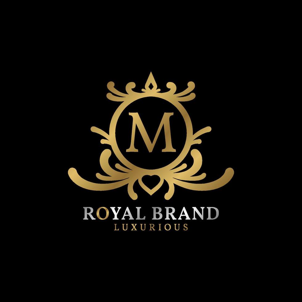 letter M royal crest vector logo design for luxurious brand