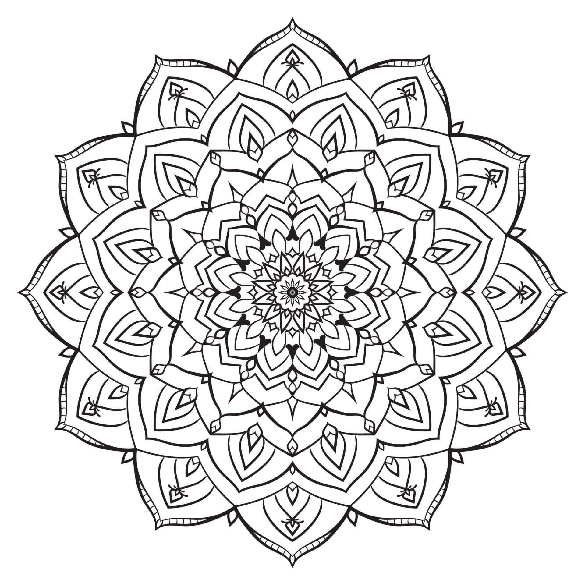 isolated outline mandala art therapy round decorative coloring book