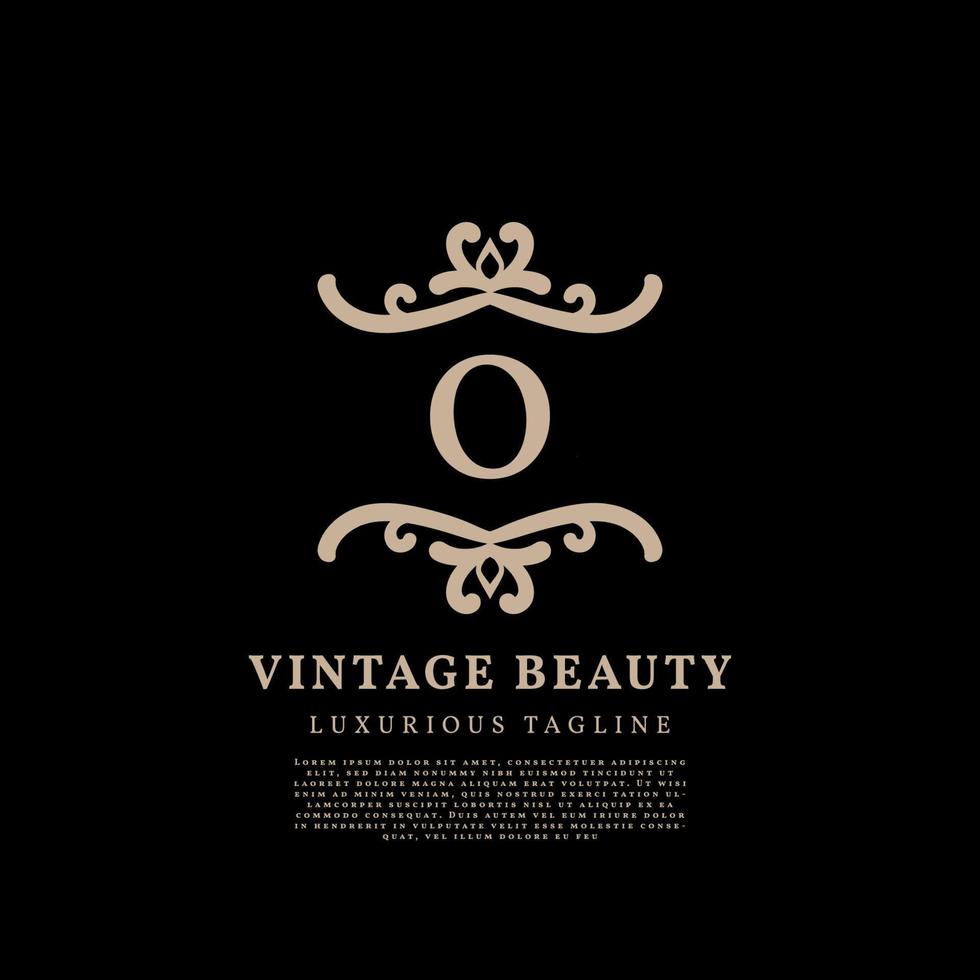 letter O simple crest luxury vintage vector logo design for beauty care, lifestyle media and fashion brand