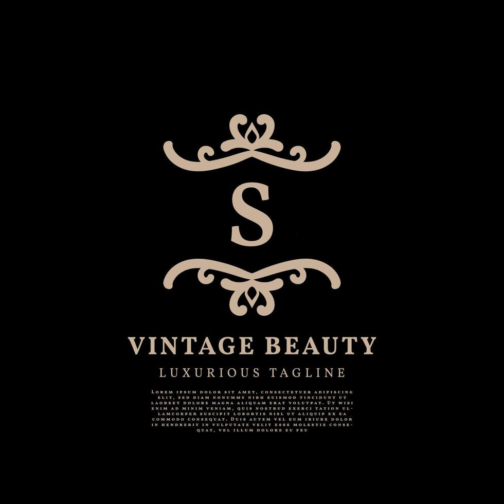 letter S simple crest luxury vintage vector logo design for beauty care, lifestyle media and fashion brand