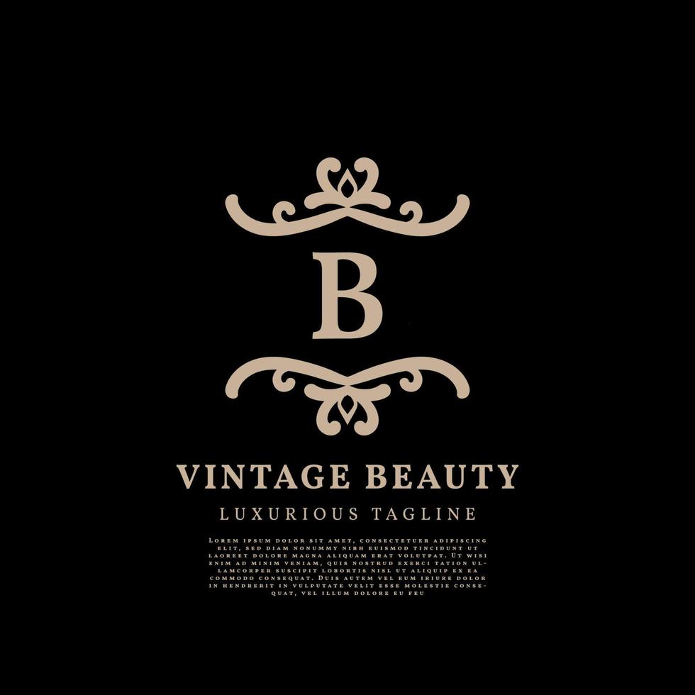 diseño de logotipo de vector vintage de lujo de cresta simple de letra b para cuidado de la belleza, medios de estilo de vida y marca de moda